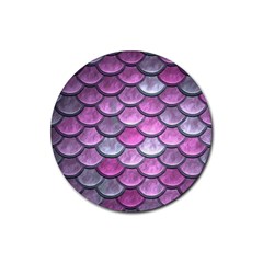 Pink Mermaid Scale Rubber Round Coaster (4 Pack)  by snowwhitegirl