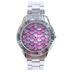 Pink Mermaid Scale Stainless Steel Analogue Watch by snowwhitegirl