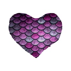 Pink Mermaid Scale Standard 16  Premium Flano Heart Shape Cushions by snowwhitegirl