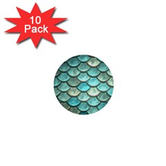 Aqua Mermaid Scale 1  Mini Buttons (10 Pack)  by snowwhitegirl