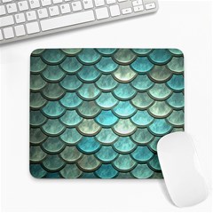 Aqua Mermaid Scale Large Mousepads by snowwhitegirl