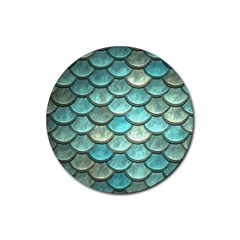 Aqua Mermaid Scale Rubber Round Coaster (4 Pack)  by snowwhitegirl