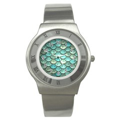 Aqua Mermaid Scale Stainless Steel Watch by snowwhitegirl