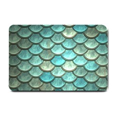 Aqua Mermaid Scale Small Doormat  by snowwhitegirl