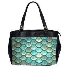 Aqua Mermaid Scale Oversize Office Handbag (2 Sides) by snowwhitegirl