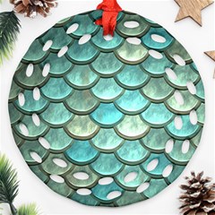 Aqua Mermaid Scale Ornament (round Filigree) by snowwhitegirl