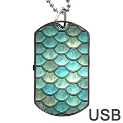 Aqua Mermaid Scale Dog Tag Usb Flash (one Side) by snowwhitegirl