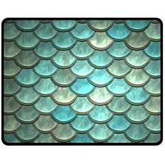 Aqua Mermaid Scale Double Sided Fleece Blanket (medium)  by snowwhitegirl