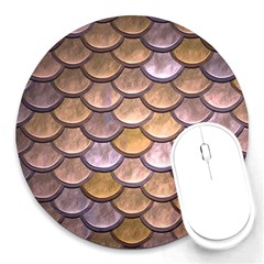 Copper Mermaid Scale Round Mousepads