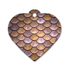 Copper Mermaid Scale Dog Tag Heart (One Side)