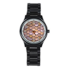 Copper Mermaid Scale Stainless Steel Round Watch