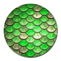 Green Mermaid Scale Round Mousepads