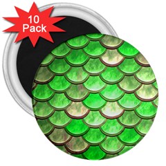 Green Mermaid Scale 3  Magnets (10 pack) 