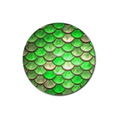 Green Mermaid Scale Rubber Coaster (Round) 