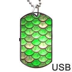 Green Mermaid Scale Dog Tag USB Flash (One Side)