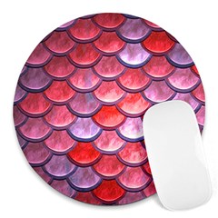 Red Mermaid Scale Round Mousepads by snowwhitegirl