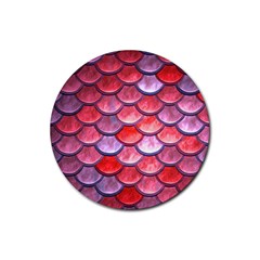 Red Mermaid Scale Rubber Coaster (round)  by snowwhitegirl