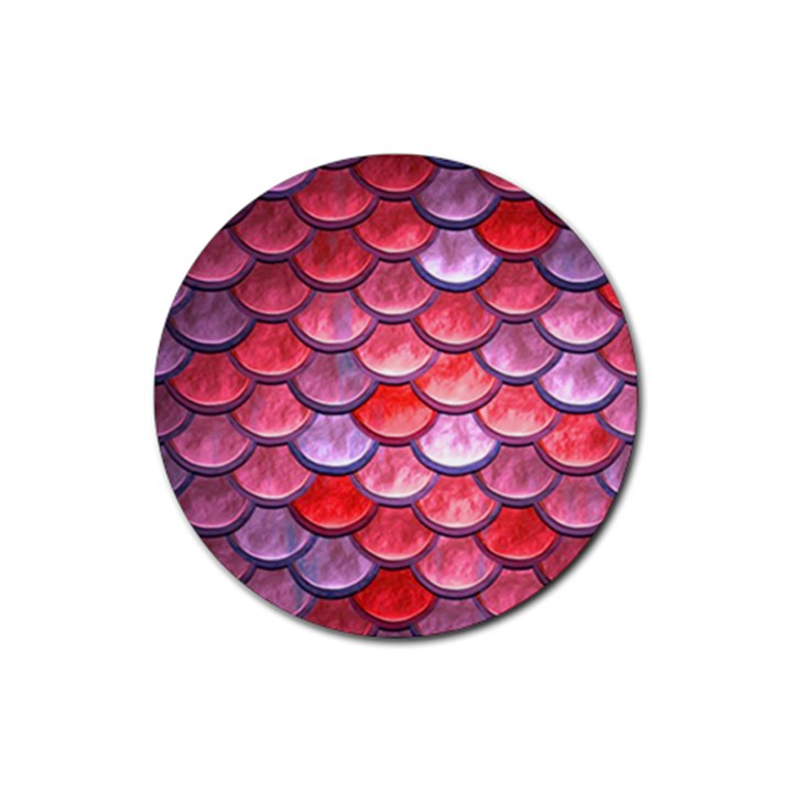 Red Mermaid Scale Rubber Coaster (Round) 