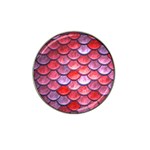 Red Mermaid Scale Hat Clip Ball Marker Front