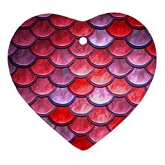 Red Mermaid Scale Heart Ornament (two Sides) by snowwhitegirl