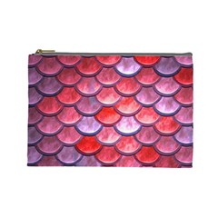 Red Mermaid Scale Cosmetic Bag (large) by snowwhitegirl