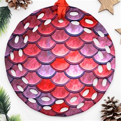 Red Mermaid Scale Round Filigree Ornament (two Sides) by snowwhitegirl