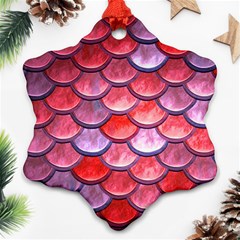 Red Mermaid Scale Snowflake Ornament (two Sides) by snowwhitegirl