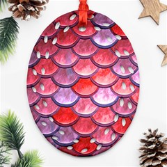 Red Mermaid Scale Ornament (oval Filigree)