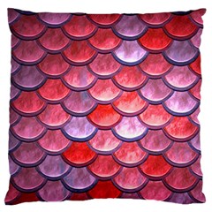 Red Mermaid Scale Large Flano Cushion Case (two Sides) by snowwhitegirl