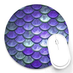 Blue Purple Mermaid Scale Round Mousepads by snowwhitegirl