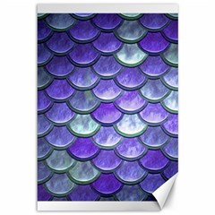 Blue Purple Mermaid Scale Canvas 12  X 18   by snowwhitegirl