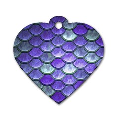 Blue Purple Mermaid Scale Dog Tag Heart (two Sides) by snowwhitegirl