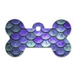 Blue Purple Mermaid Scale Dog Tag Bone (Two Sides) Front