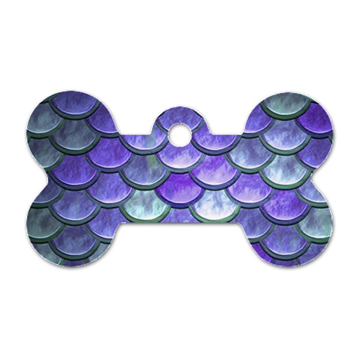 Blue Purple Mermaid Scale Dog Tag Bone (Two Sides)