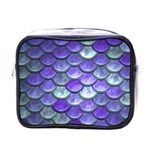 Blue Purple Mermaid Scale Mini Toiletries Bag (One Side) Front