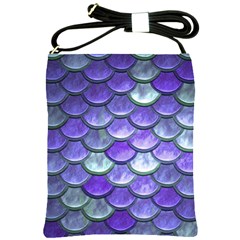 Blue Purple Mermaid Scale Shoulder Sling Bag by snowwhitegirl