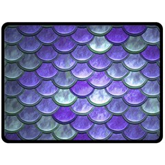 Blue Purple Mermaid Scale Fleece Blanket (large)  by snowwhitegirl