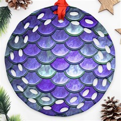 Blue Purple Mermaid Scale Round Filigree Ornament (two Sides) by snowwhitegirl