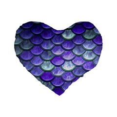 Blue Purple Mermaid Scale Standard 16  Premium Heart Shape Cushions by snowwhitegirl