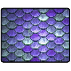 Blue Purple Mermaid Scale Double Sided Fleece Blanket (medium)  by snowwhitegirl