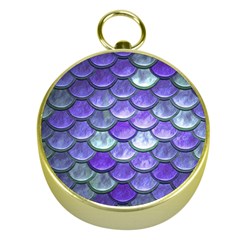 Blue Purple Mermaid Scale Gold Compasses by snowwhitegirl