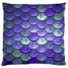 Blue Purple Mermaid Scale Large Flano Cushion Case (two Sides) by snowwhitegirl