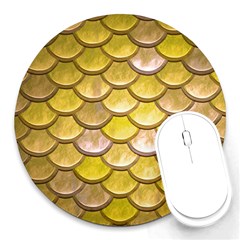 Yellow  Mermaid Scale Round Mousepads by snowwhitegirl