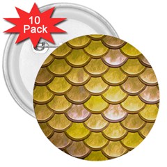 Yellow  Mermaid Scale 3  Buttons (10 Pack)  by snowwhitegirl