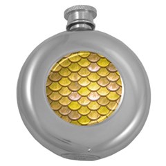 Yellow  Mermaid Scale Round Hip Flask (5 Oz) by snowwhitegirl