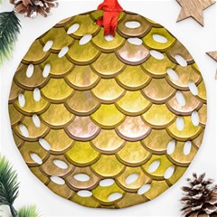 Yellow  Mermaid Scale Round Filigree Ornament (two Sides) by snowwhitegirl