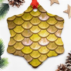 Yellow  Mermaid Scale Snowflake Ornament (two Sides) by snowwhitegirl