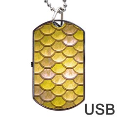 Yellow  Mermaid Scale Dog Tag Usb Flash (two Sides) by snowwhitegirl