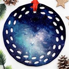 Nebula Blue Round Filigree Ornament (two Sides) by snowwhitegirl