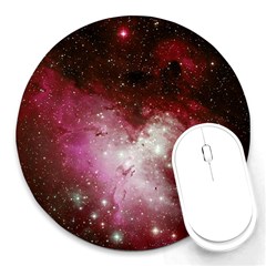 Nebula Red Round Mousepads by snowwhitegirl